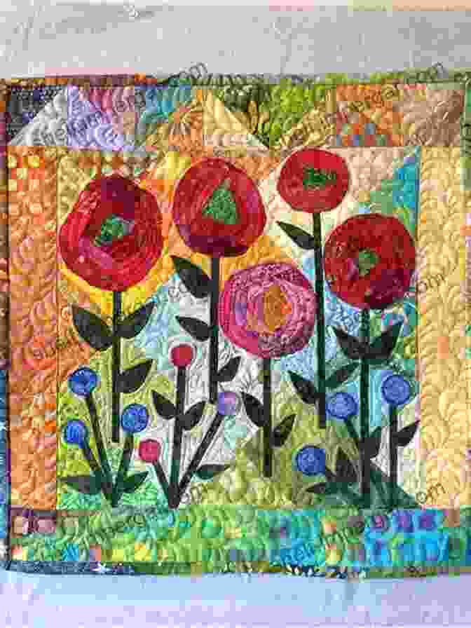 A Mini Quilt With An Intricate Floral Design In Soft, Muted Colors. Scrappy Improv Quilting: 22 Mini Quilts To Make With Easy Piecing